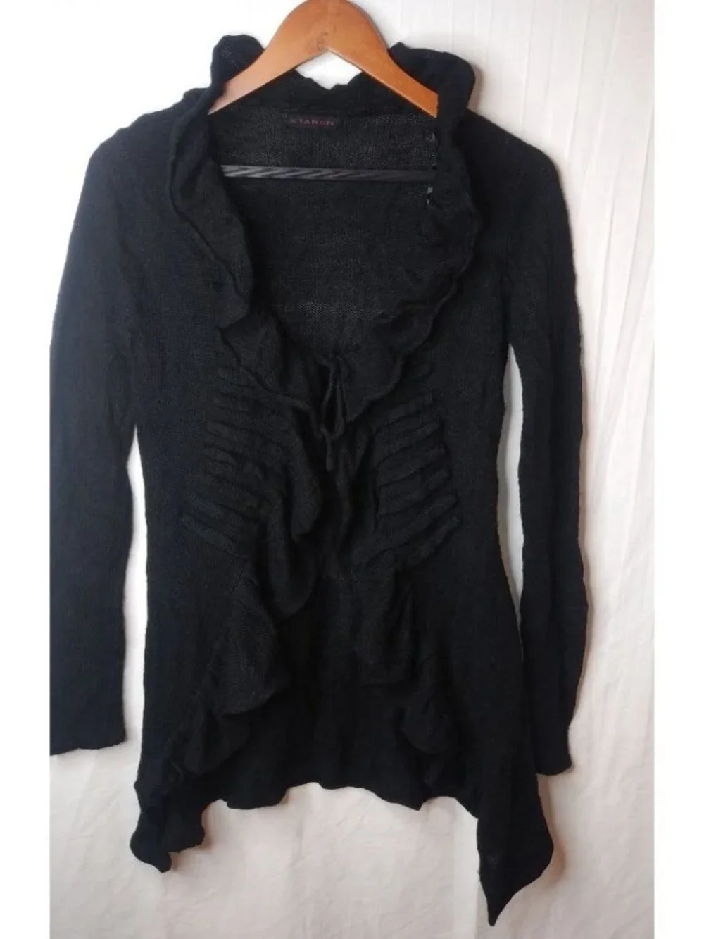 Xtaren Black Waterfall Long Cardigan Sweater S